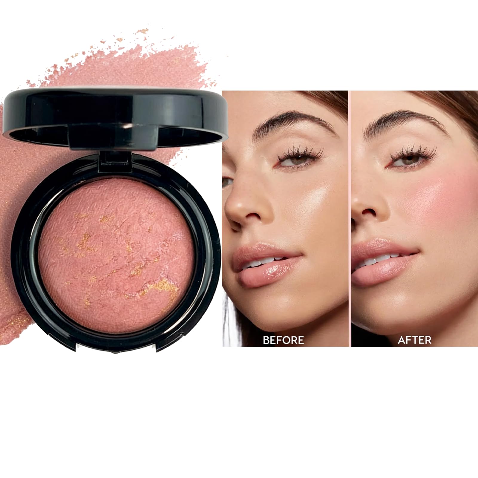 K'APEINE brush swipe swatch showing buildable pink color payoff and shimmer