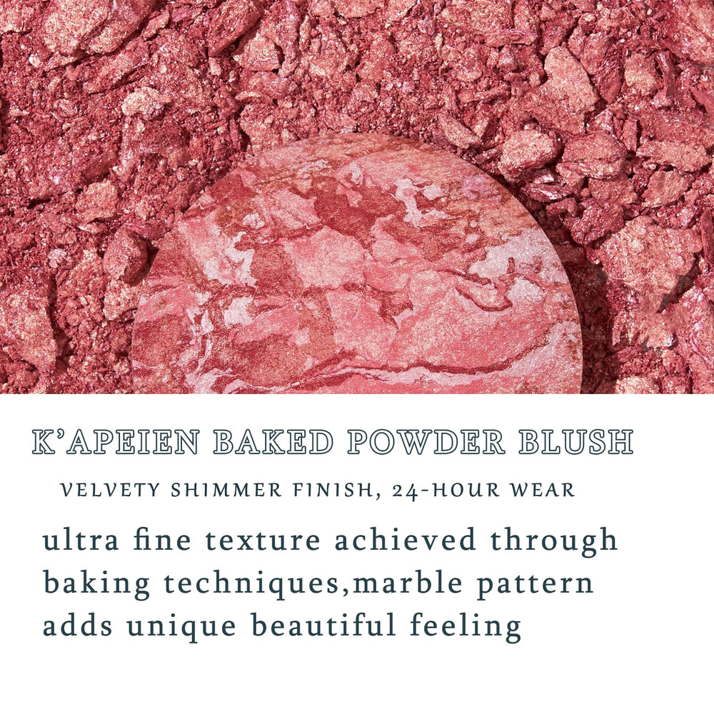K'APEINE open compact top view revealing baked blush pan and reflective surface