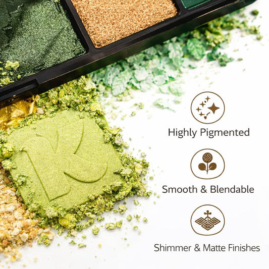 K'APEINE open palette displaying 16 green shades for versatile looks