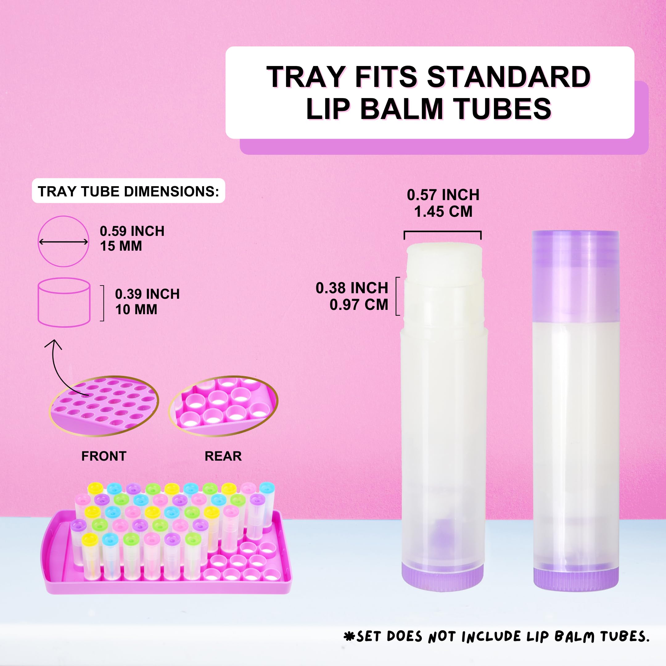 Kare & Kind tray next to a 15mm lip balm tube showing scale and correct tube compatibility