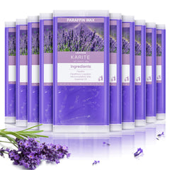 KARITE front packaging of 10-pack paraffin wax beads showing quantity and scent benefit