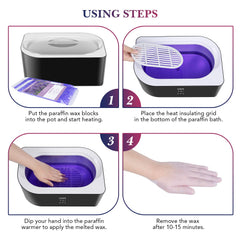 Karite hand immersed in warm paraffin wax providing soothing hydration benefit