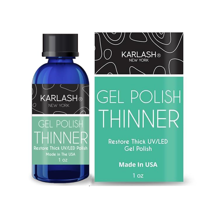Karlash gel polish thinner front packaging showing 1 oz bottle and dropper for easy restoration
