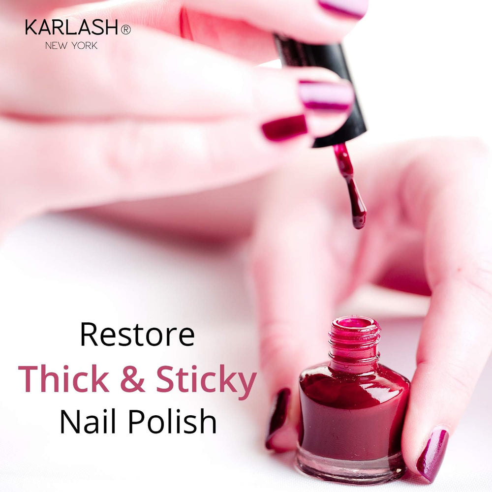 Karlash thinner in salon use with technician restoring polish consistency for faster application