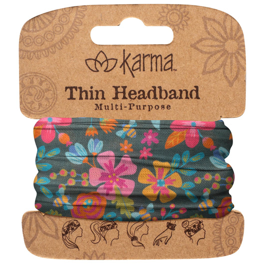 Karma Bee front view of thin headband showing pattern and fit benefit