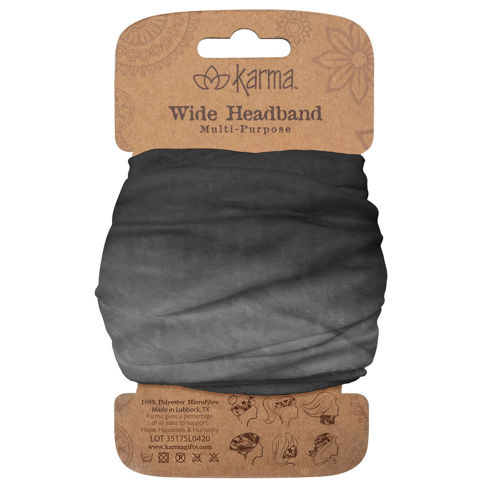 Karma black ombre headband front view showing wide band and stylish gradient, comfortable hold
