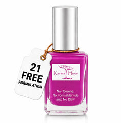 karma organic bottle front view showing VERONICA shade and glass packaging benefit