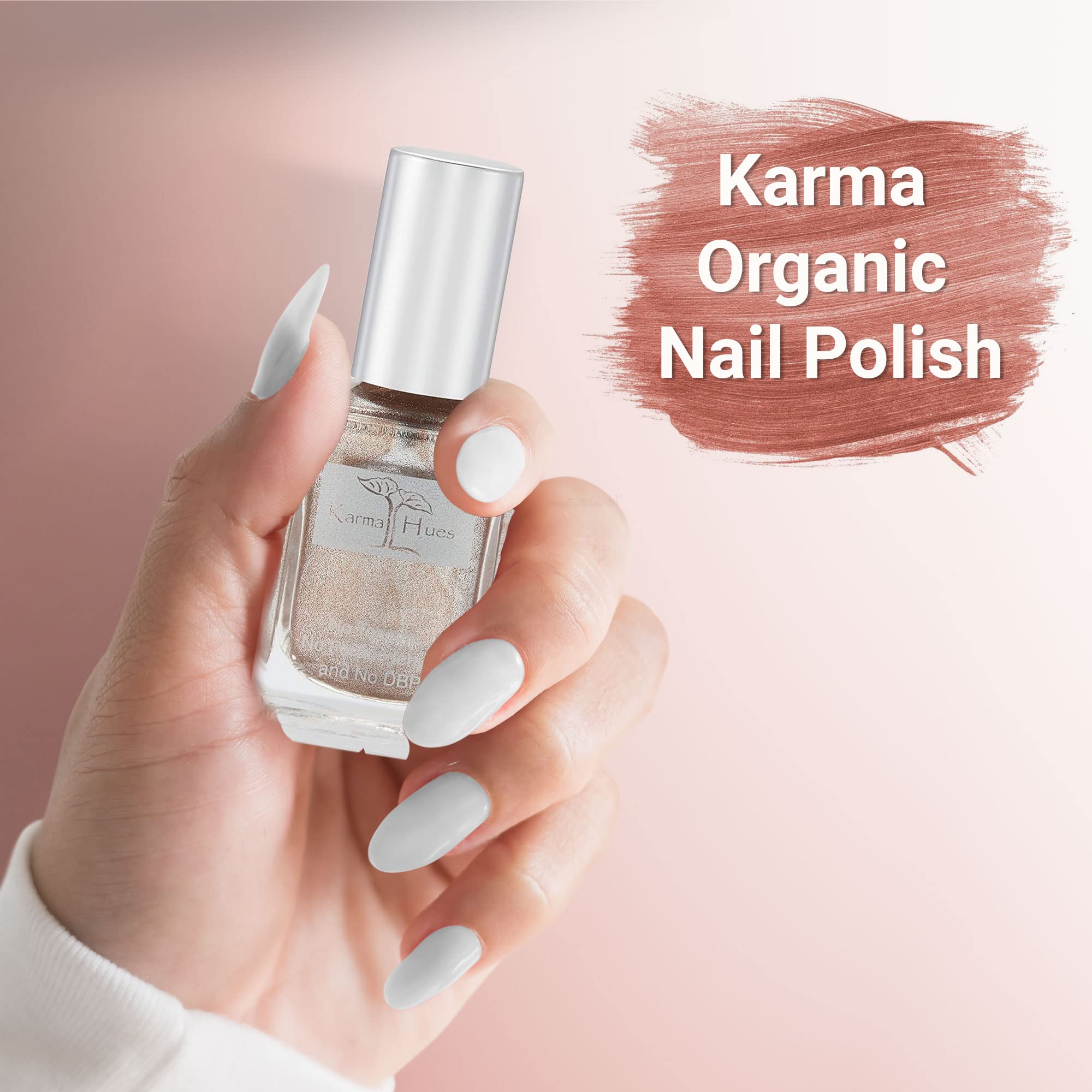 Karma Organic brush stroke of Champagne Toast showing smooth, fast-drying coverage
