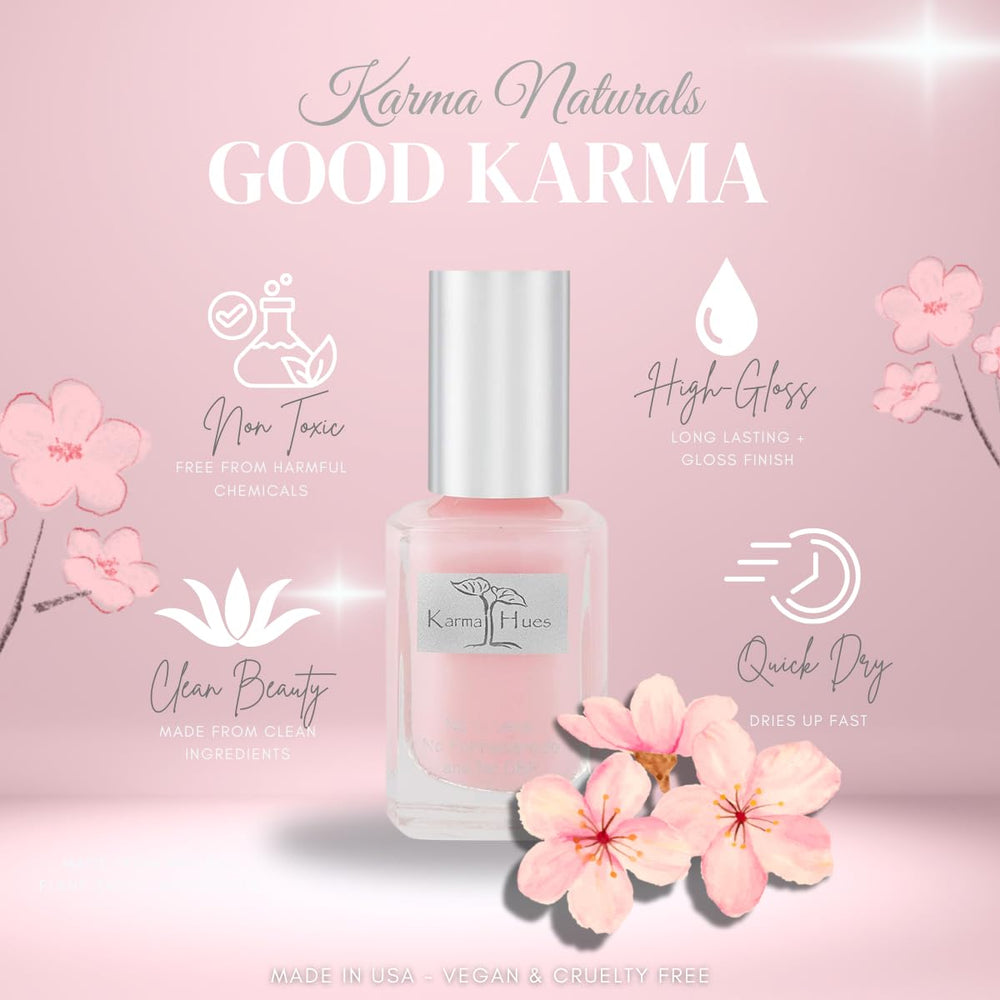 karma organic close-up of polish texture highlighting even coverage and chip-resistance benefit