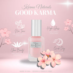 karma organic close-up of polish texture highlighting even coverage and chip-resistance benefit