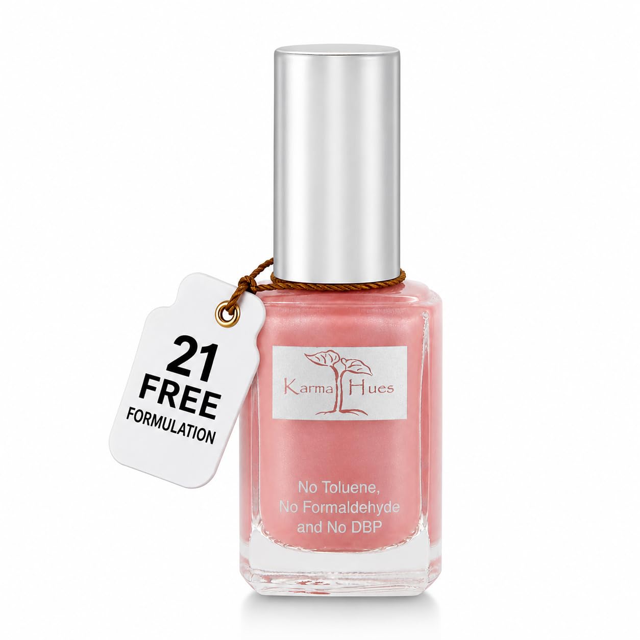 karma organic front bottle showing FIRST KISS shade and benefit long-lasting color