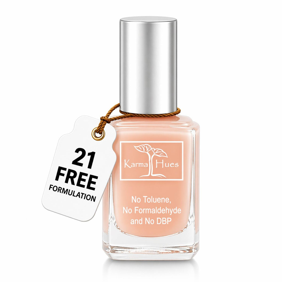 karma organic front bottle showing clean vegan polish and clear color