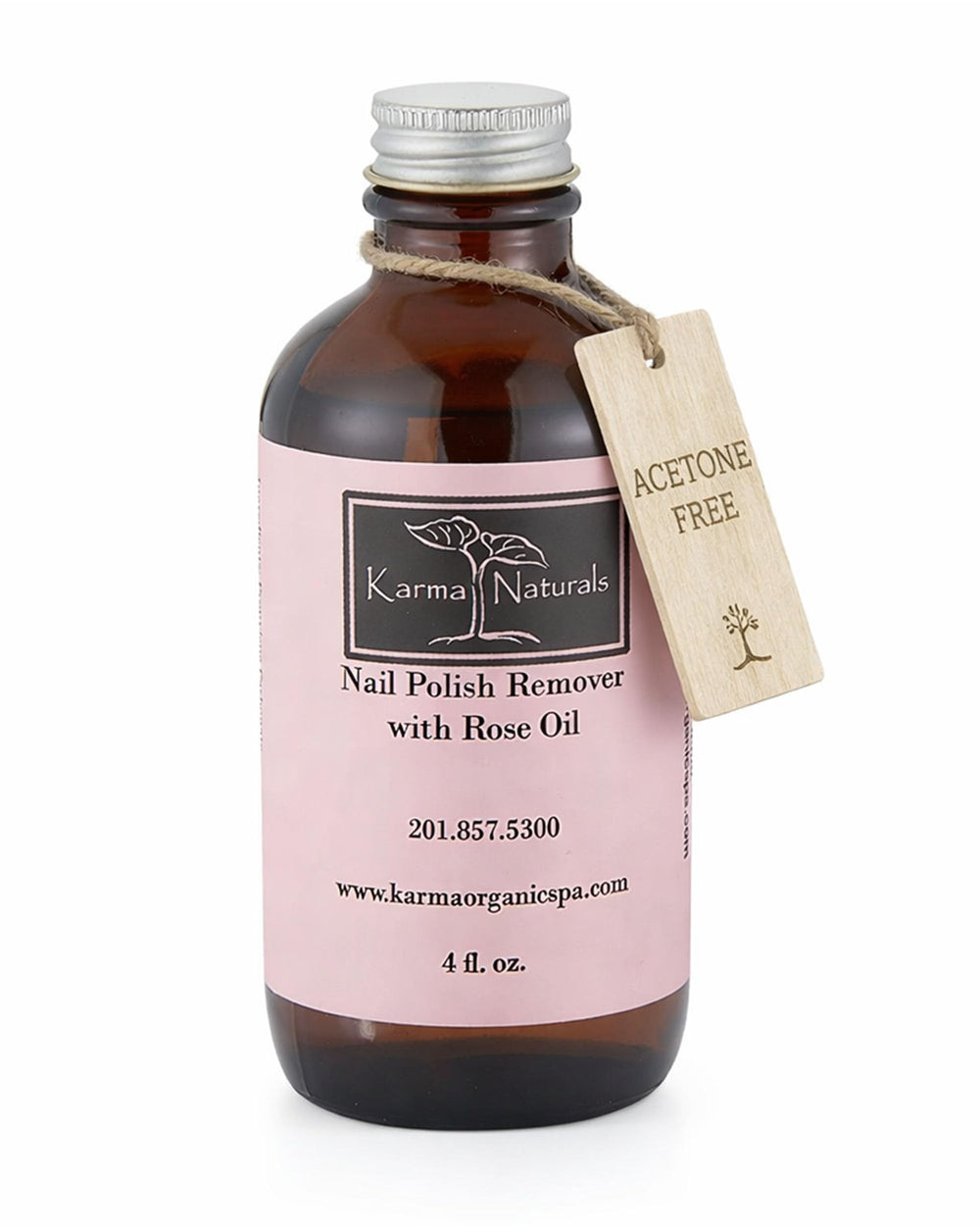 Karma Organic front bottle showing label and glass packaging for clean beauty