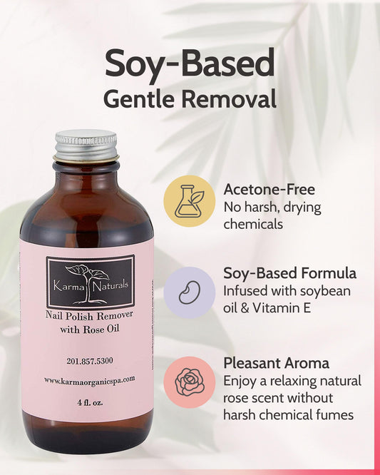 Karma Organic label close-up highlighting vegan, acetone-free benefits