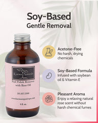 Karma Organic label close-up highlighting vegan, acetone-free benefits