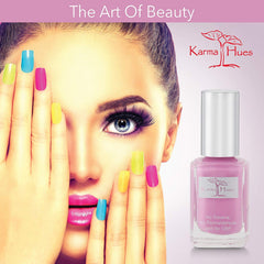 karma organic swatch on skin demonstrating true Lala Lilac shade and wearable finish benefit