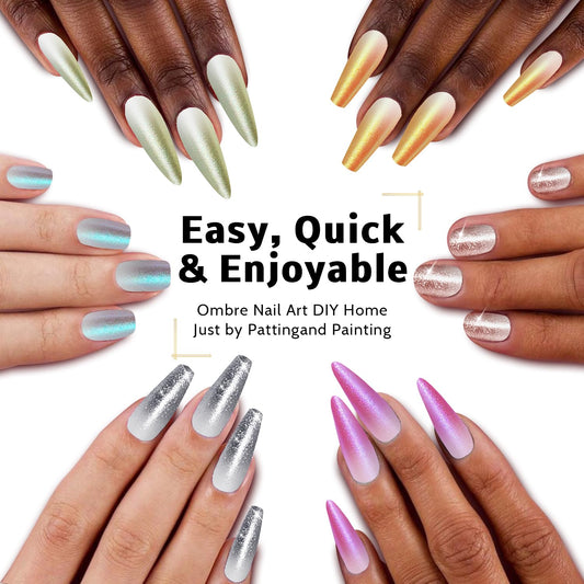 Karroy color swatches closeup showing pearl and holographic shades for vivid, blendable finishes