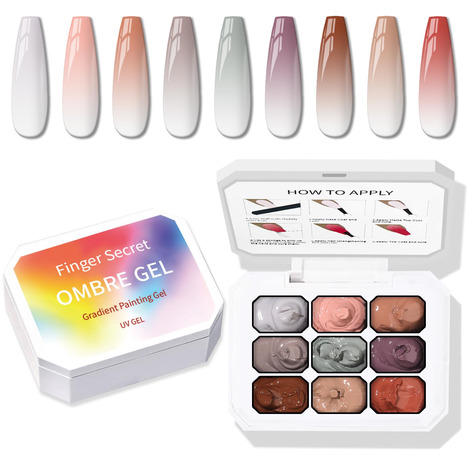 Karroy front packaging showing nine gel colors and set benefits