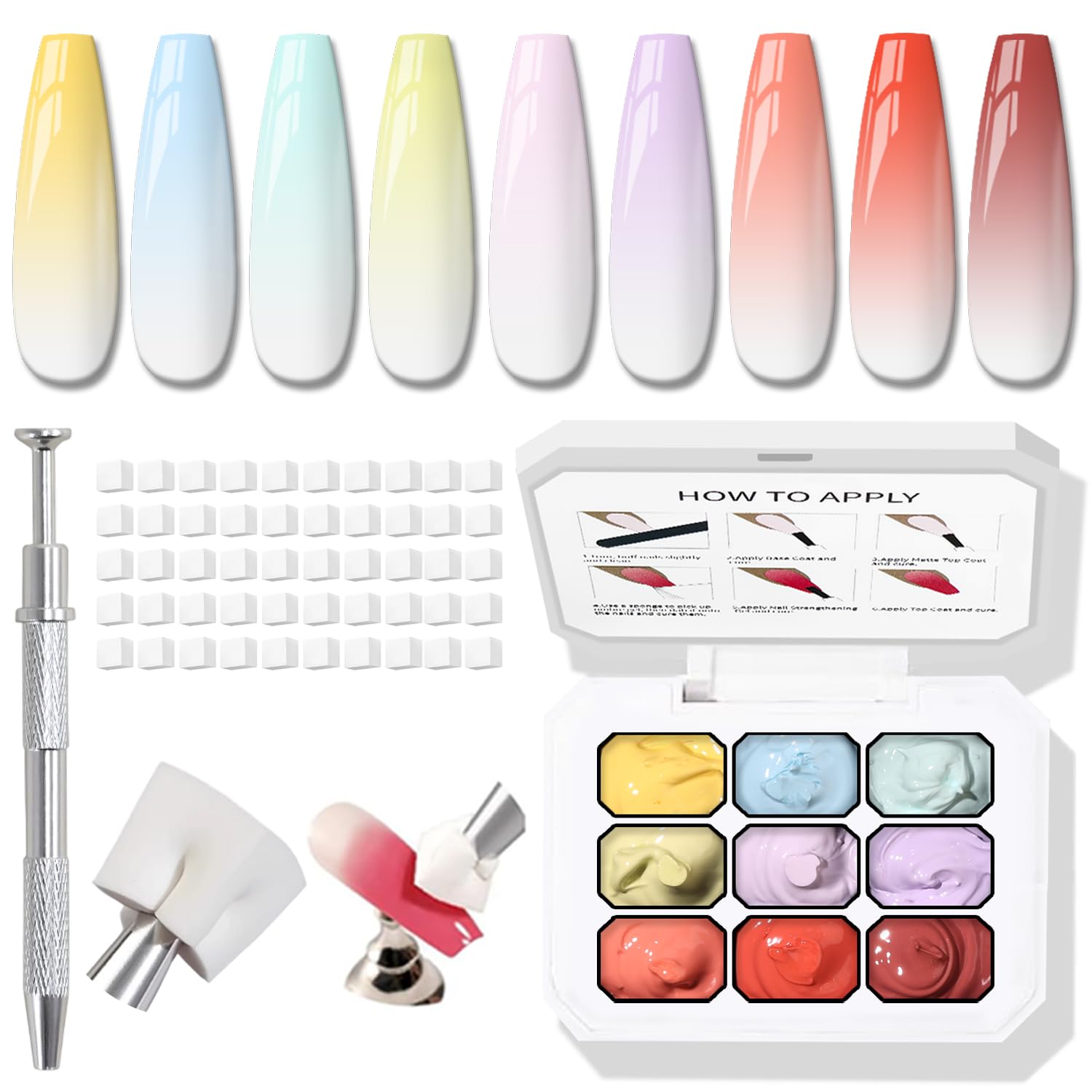 Karroy front packaging showing nine colorful gel pots and benefits