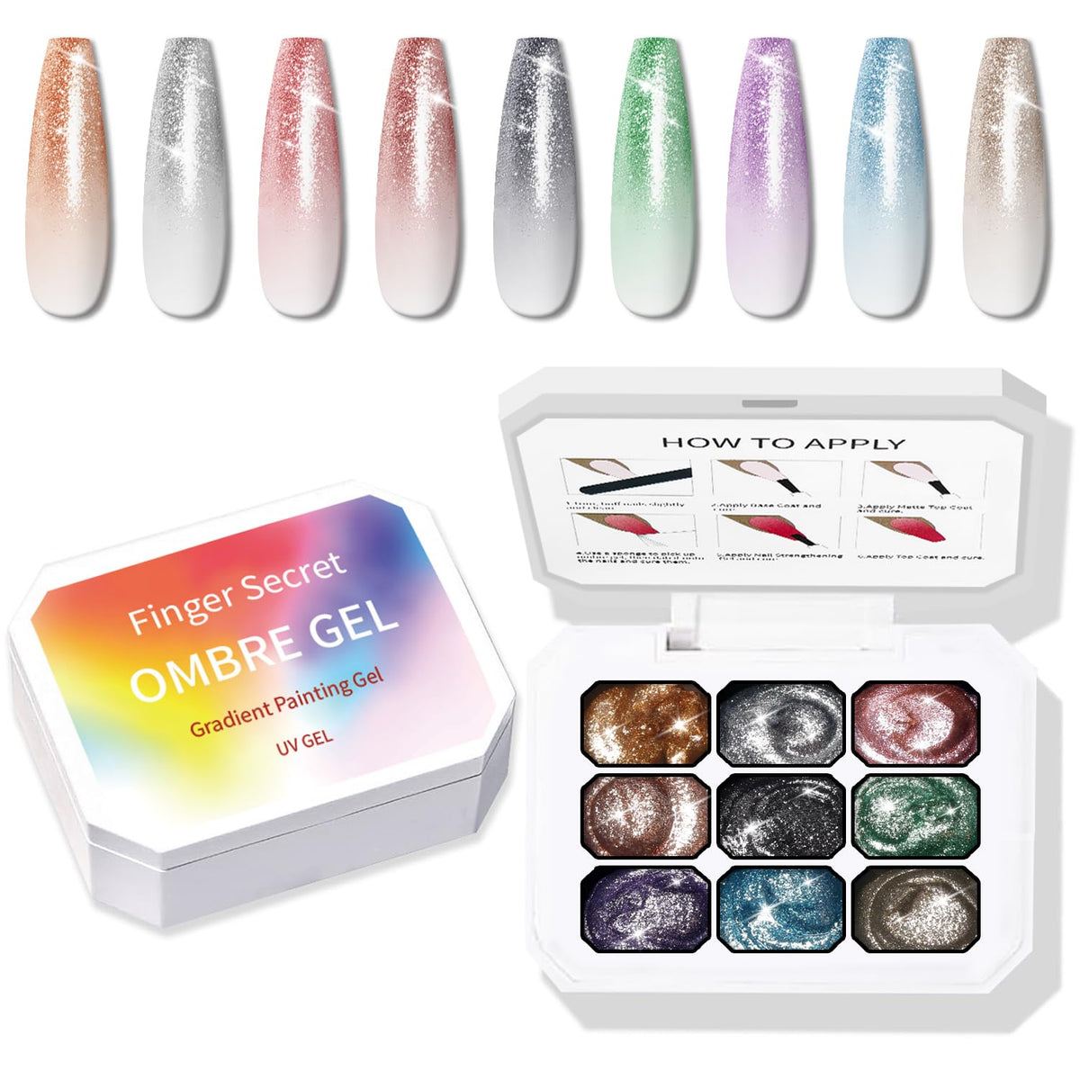 Karroy front packaging showing nine gel pots and vibrant color preview for easy selection