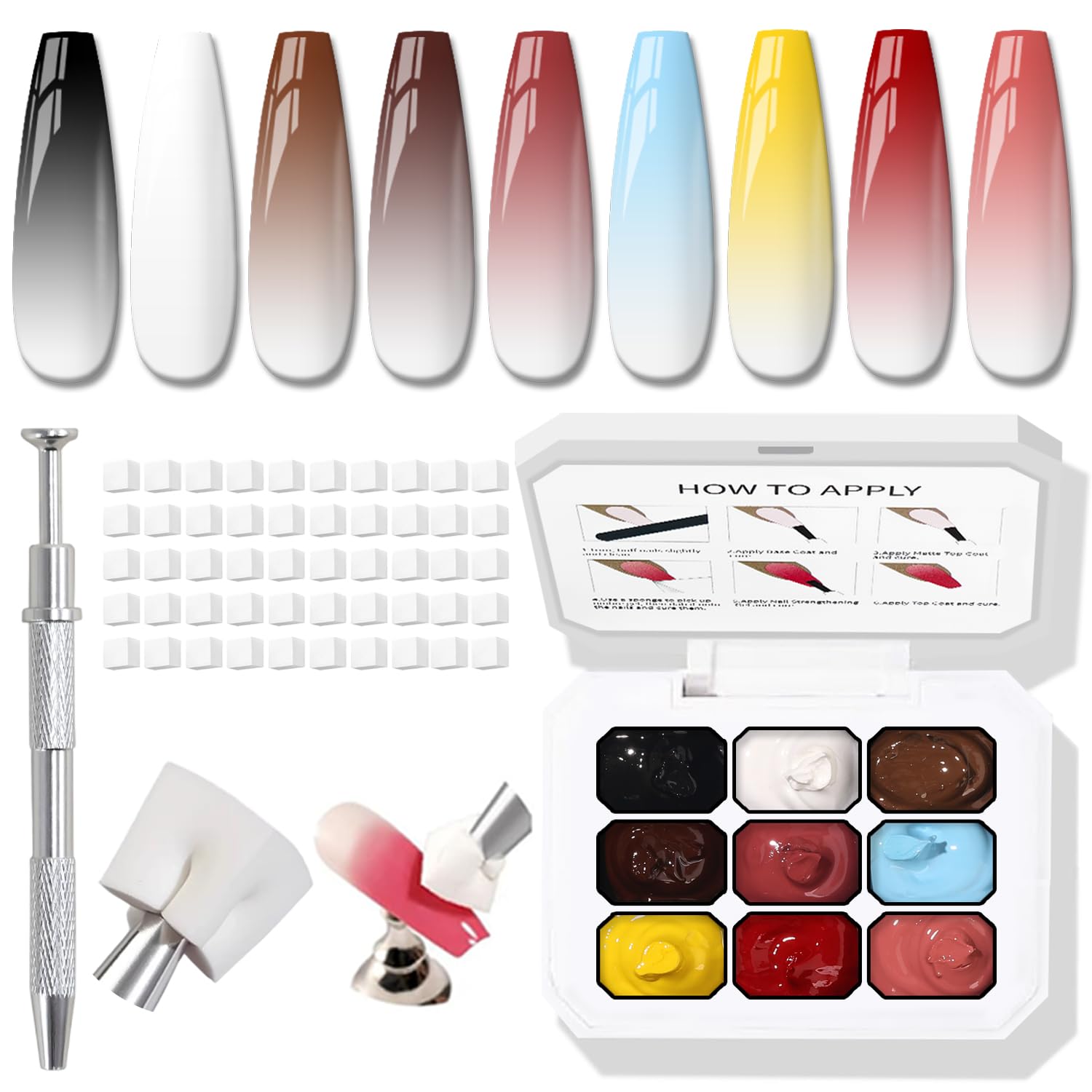 Karroy front packaging of nine-color gel set showing neat pots and labels, promoting ease