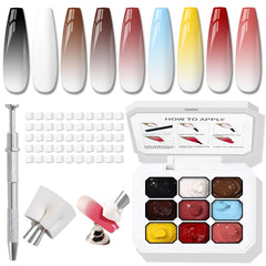 Karroy front packaging of nine-color gel set showing neat pots and labels, promoting ease