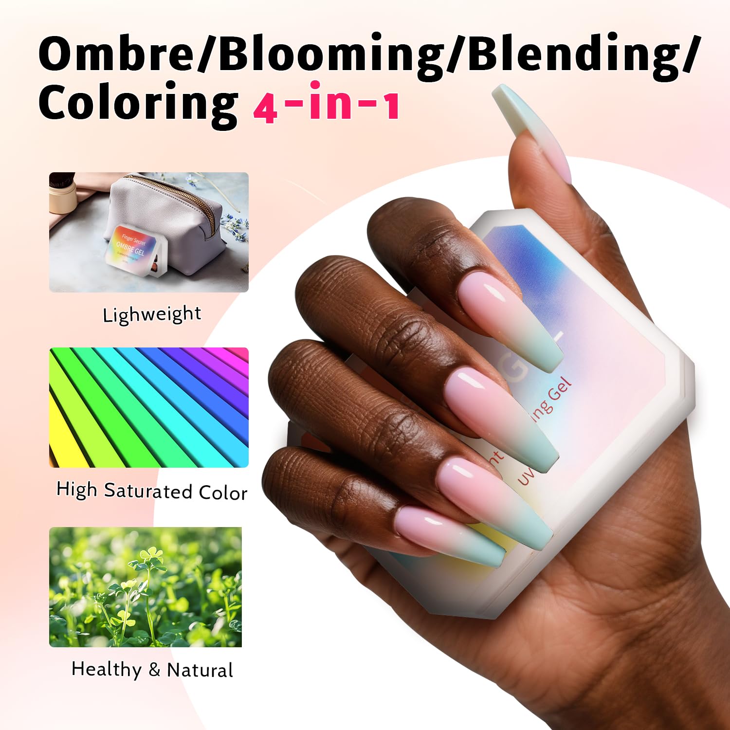 Karroy gradient closeup on nails showing smooth fade and vibrant pigment payoff
