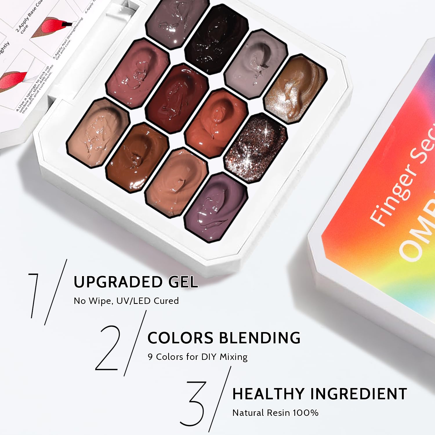 Karroy gradient press tips illustrating blended ombre results