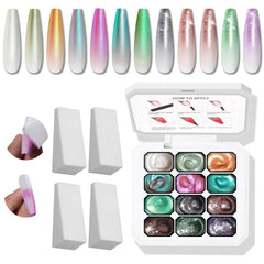 Karroy palette front packaging showing 12 glitter ombre colors and festive design benefits long wear