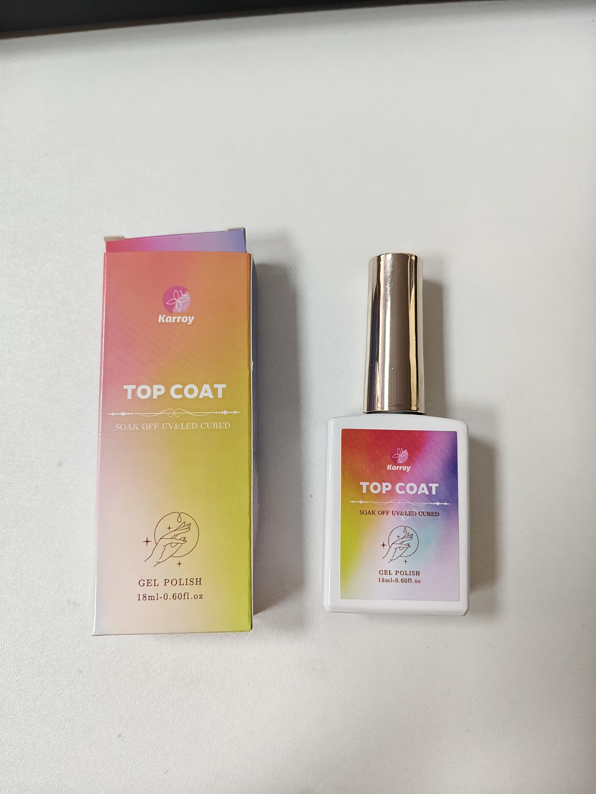 Karroy top coat being brushed onto nail illustrating easy at-home use
