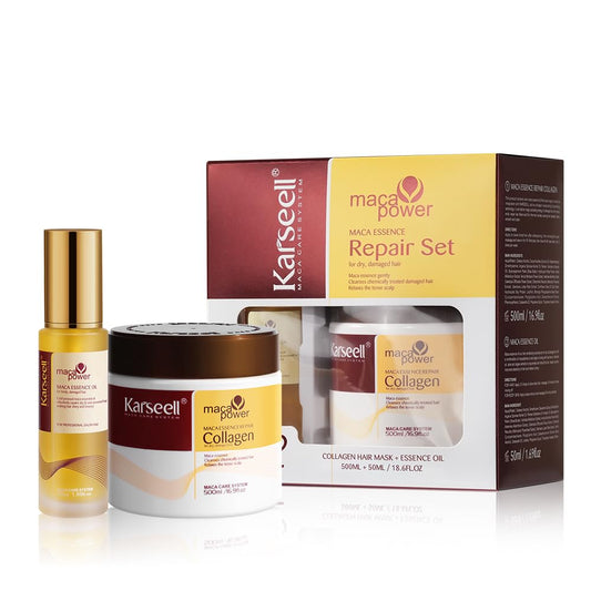 Karseell front packaging showing mask and oil, highlights restorative benefits