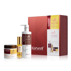 Karseell front packaging showing complete collagen hair treatment set and benefits