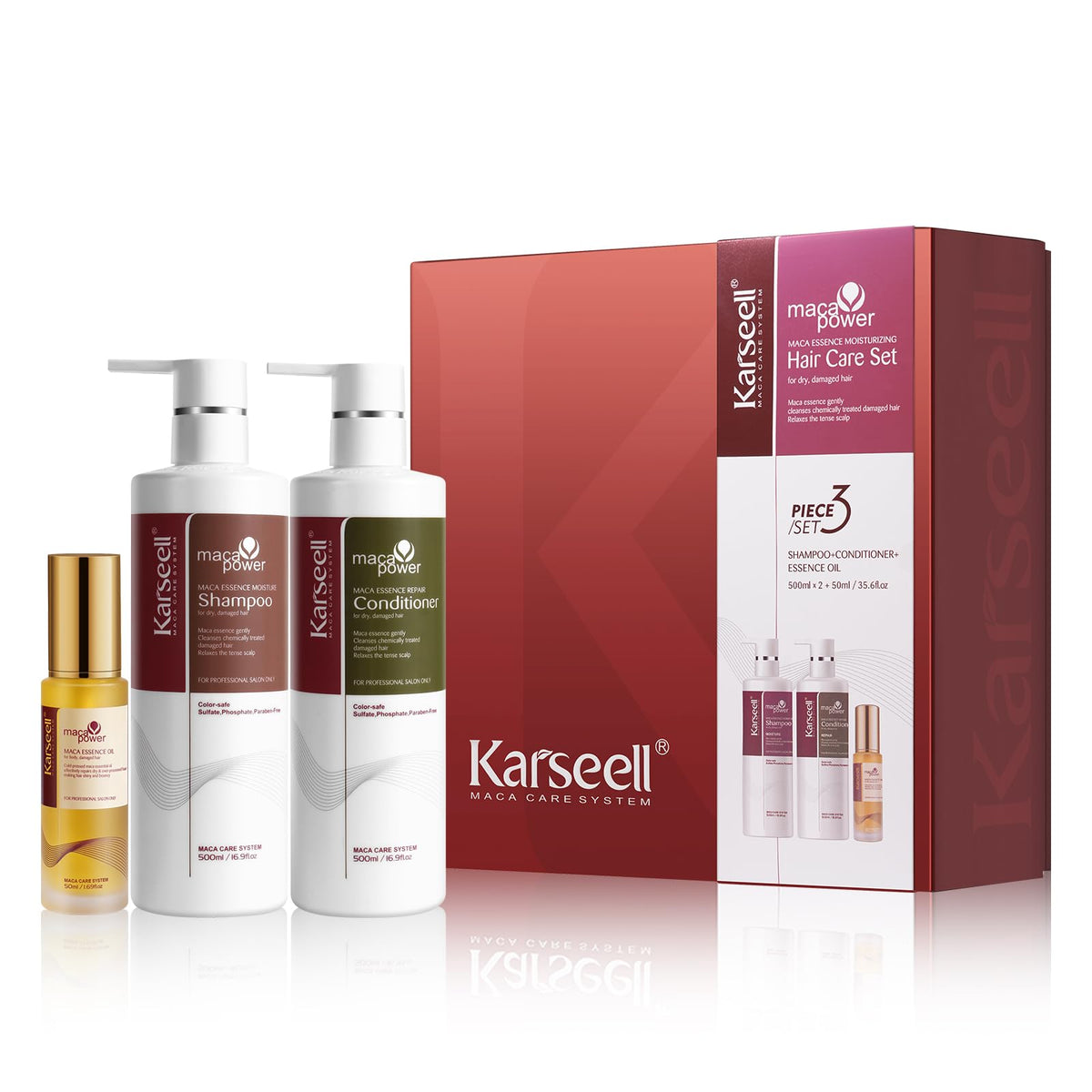 Karseell front packaging showing full hair care set and benefits