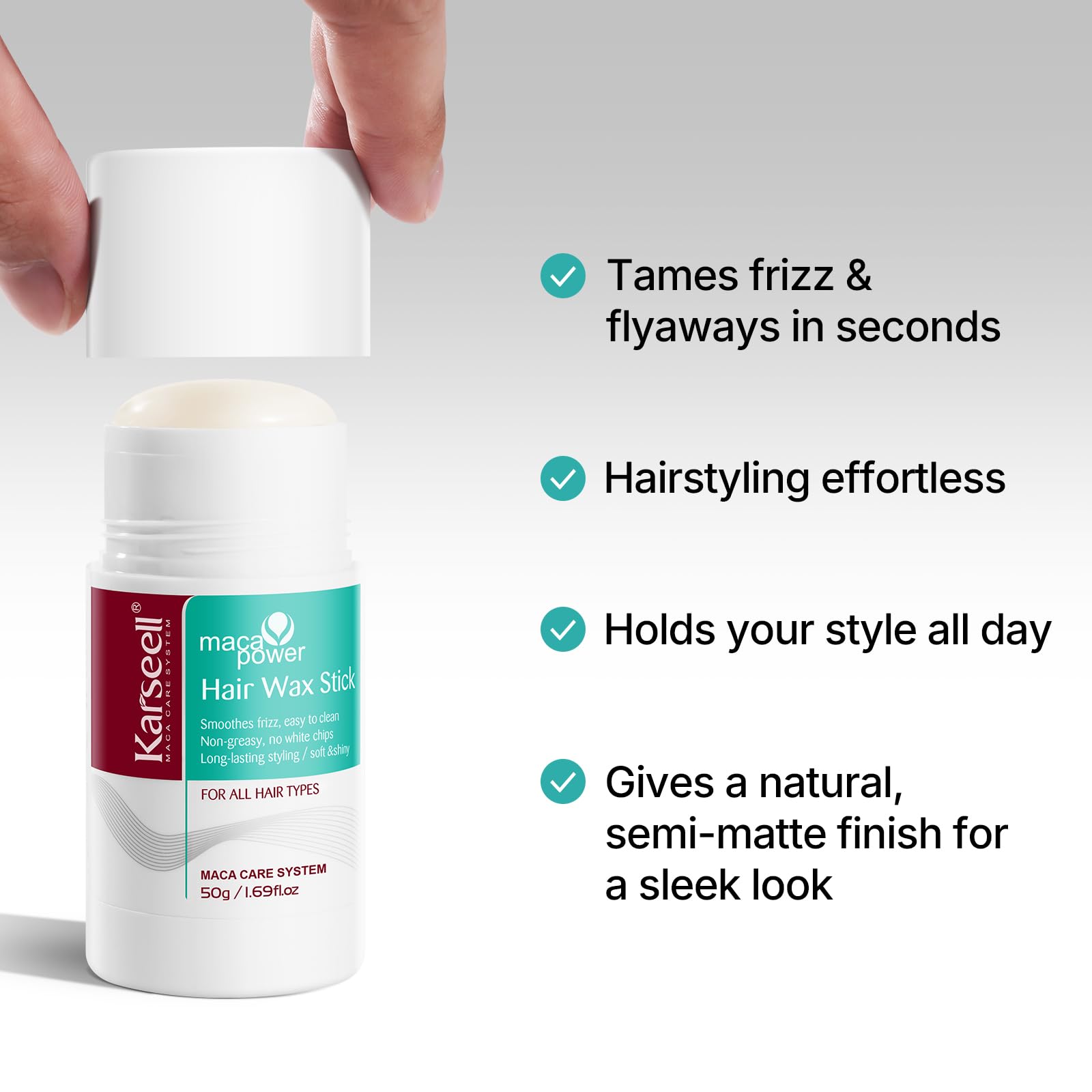 Karseell stick close-up texture revealing wax surface and smooth, controlled application benefit