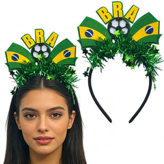 KASOICRA headband front view showing Brazil flag colors and festive look