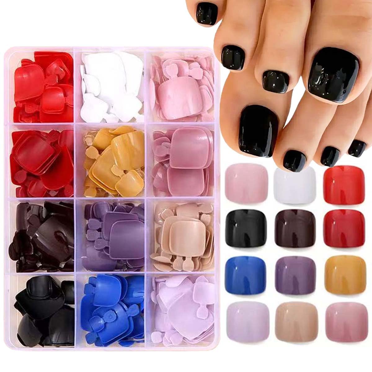 KASOICRA front packaging showing 288-piece press-on toenail kit for easy pedicures
