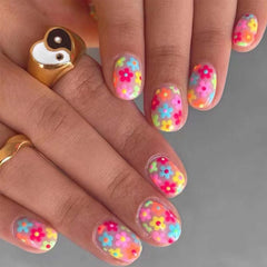 KASOICRA front packaging showing 24pcs floral press-on nails for instant manicure