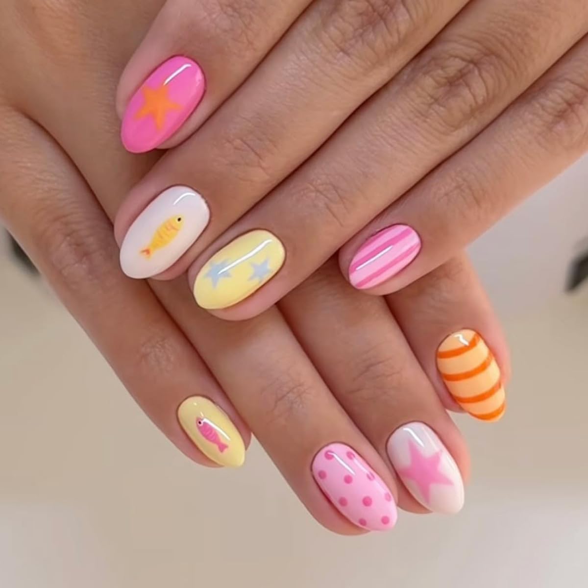 KASOICRA front packaging showing full 24-piece summer nail set and benefits