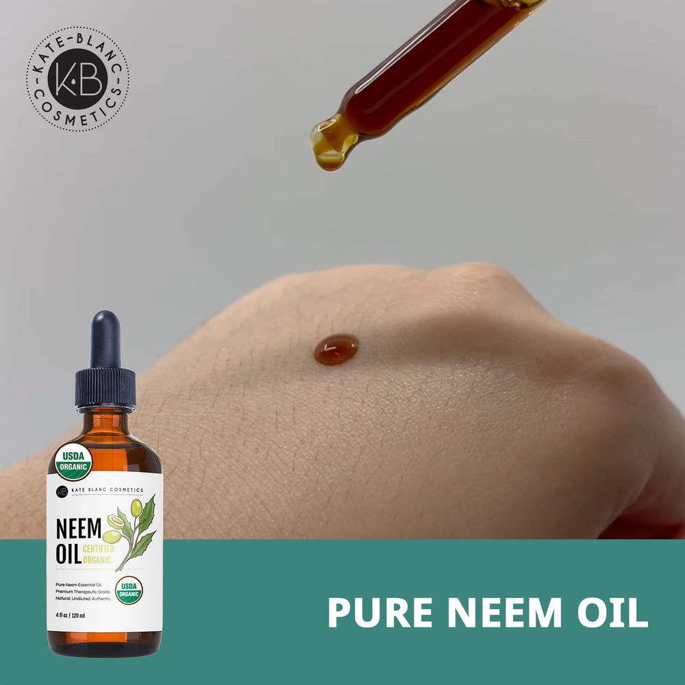 Kate Blanc neem oil poured texture demonstrating cold‑pressed richness