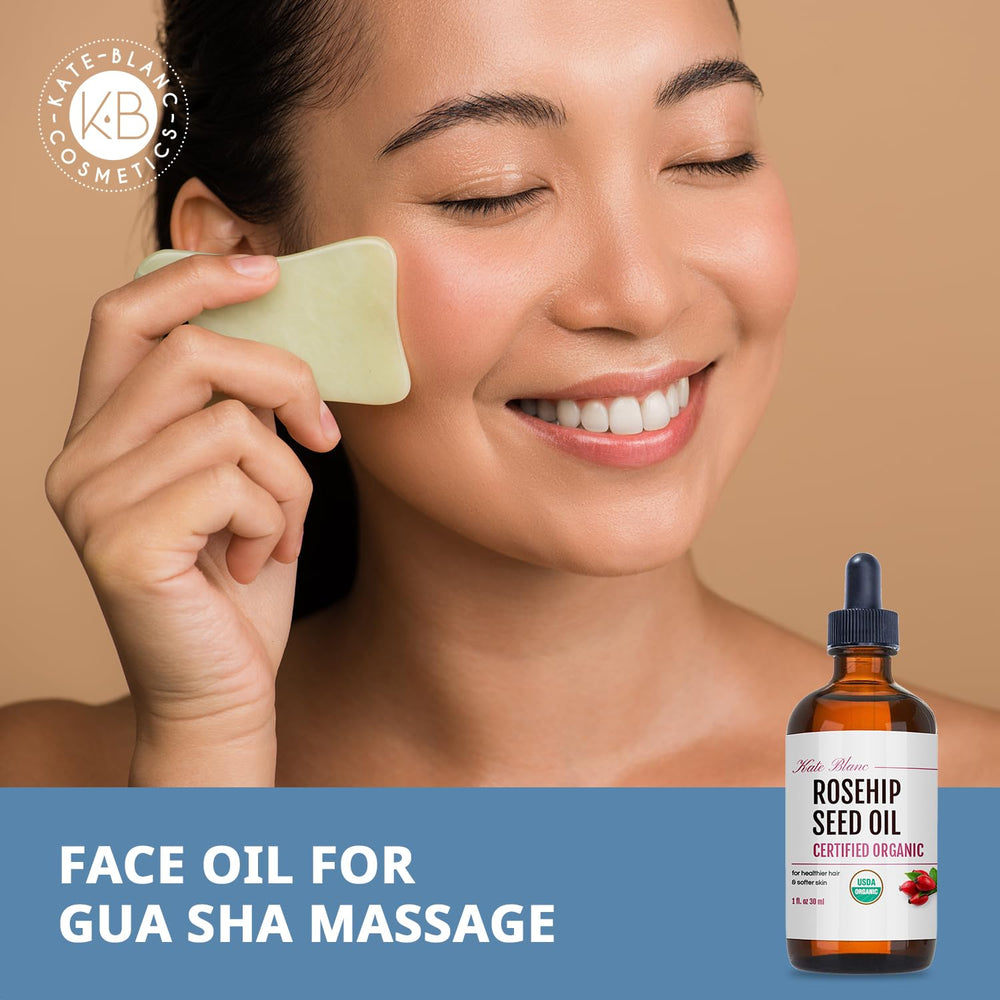 Kate Blanc Cosmetics used with gua sha tool, smooth glide for facial massage