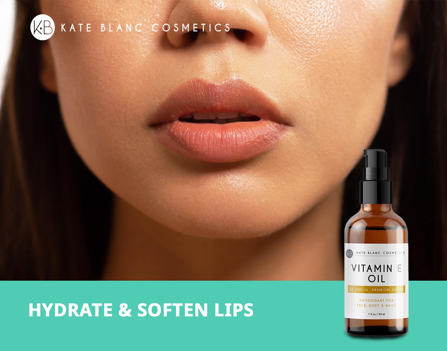 Kate Blanc Cosmetics hand applying small drop showing targeted facial use benefits