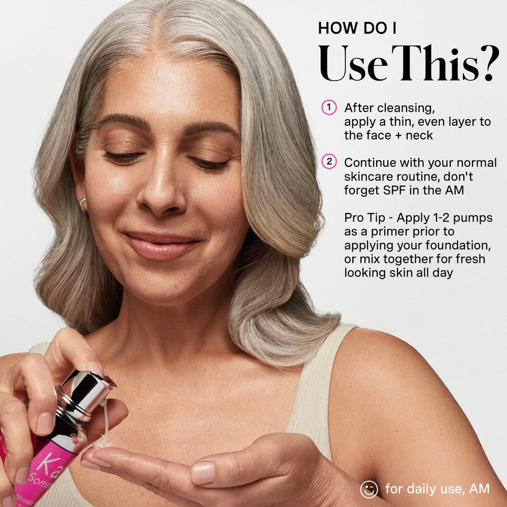 Kate Somerville applied to face demonstrating smoothing primer effect