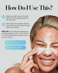 Kate Somerville cleanser in hand removing oil and impurities effectively