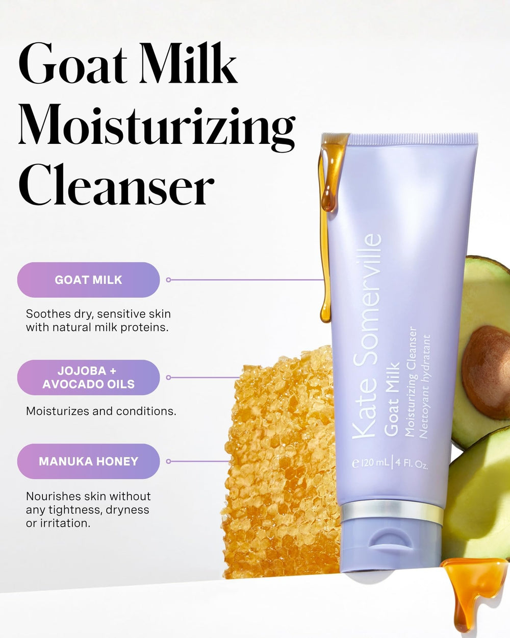 Kate Somerville pump and cap detail highlighting easy dispensing benefit