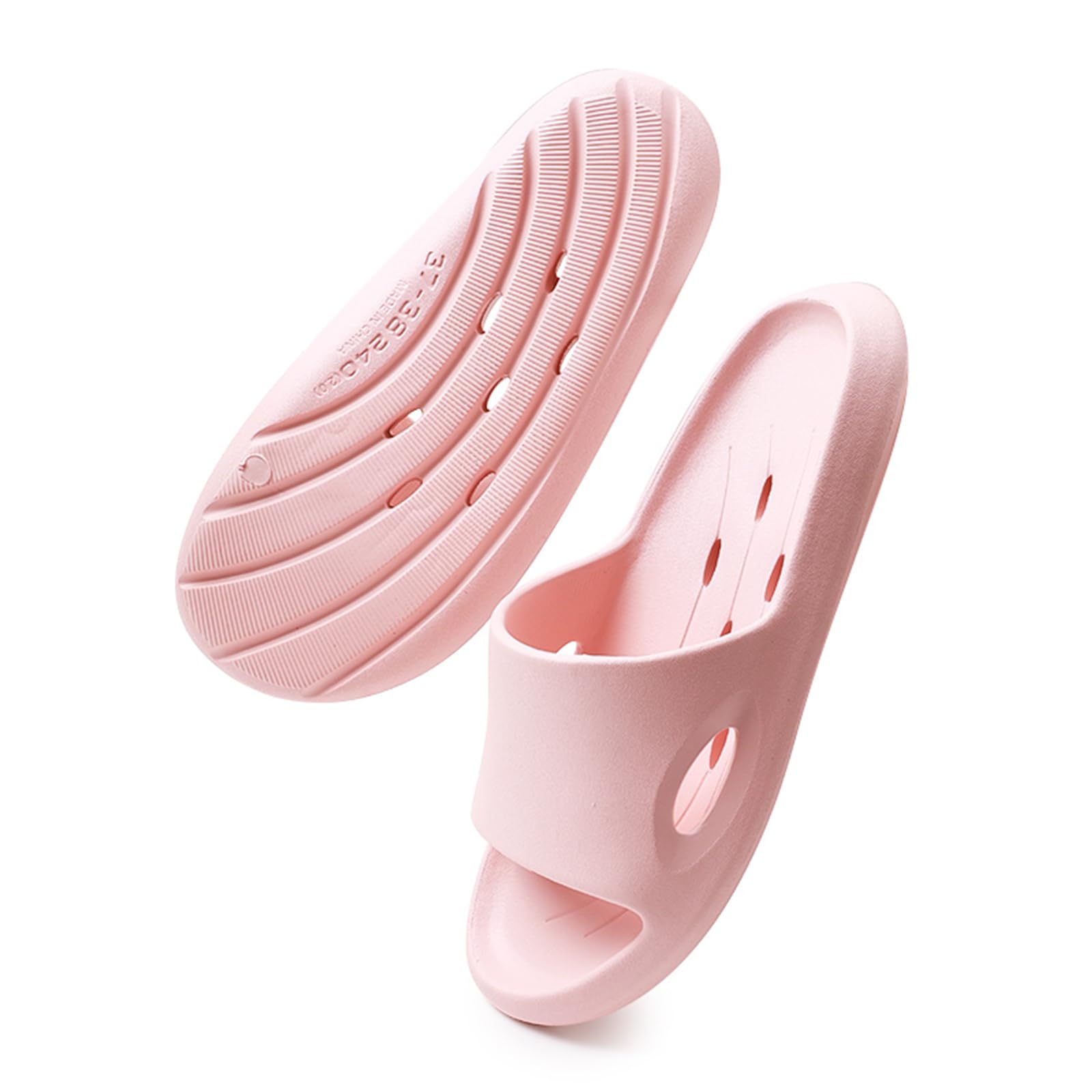 Kattmas front view pair of pink shower shoes showing slip-on comfort