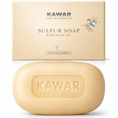 KAWAR front packaging showing bar and Dead Sea branding for clear skin benefits