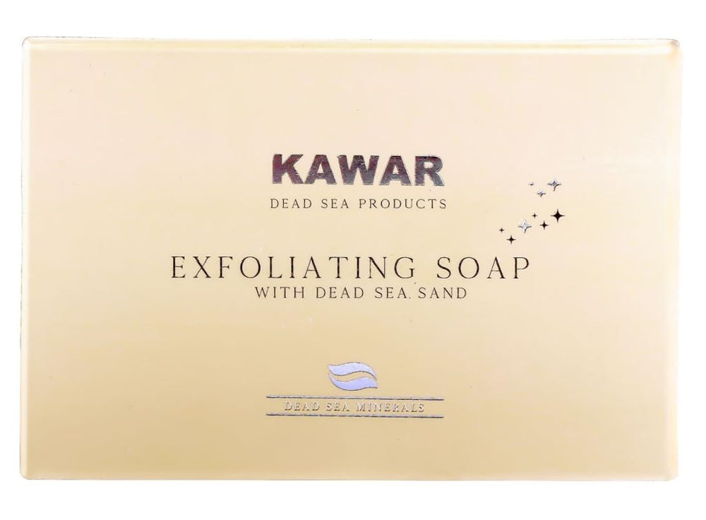 KAWAR close-up of soap texture with Dead Sea sand for effective exfoliation