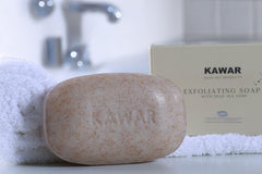 KAWAR soap bar side view label highlighting mineral and salicylic formula