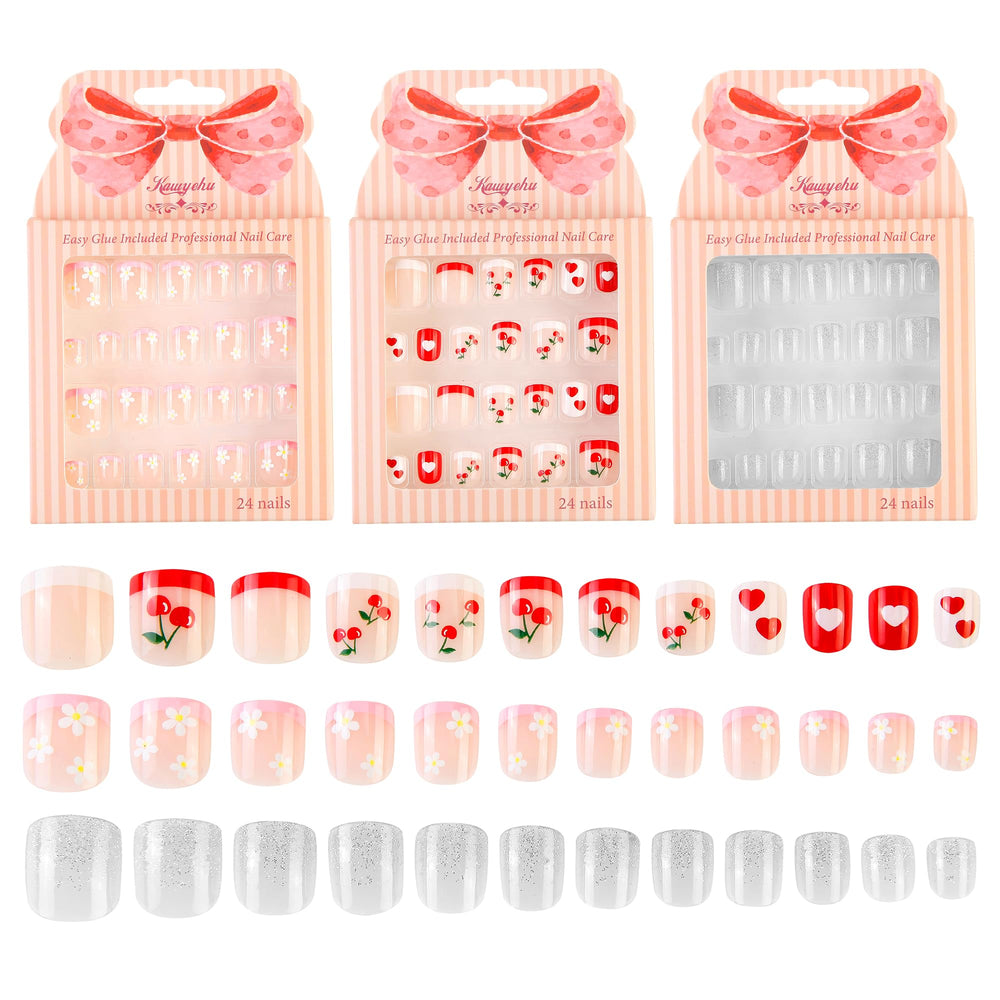 Kawyehu front packaging showing cherry diamond glitter designs for instant appeal