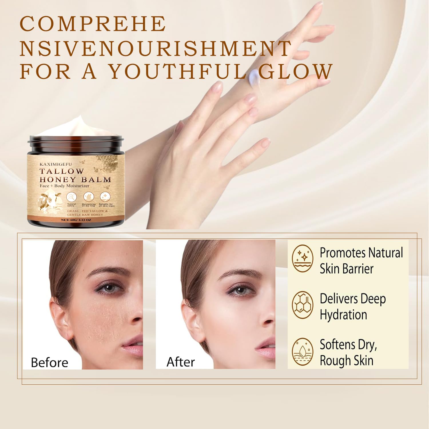 KAXIMIGEFU used on elbow showing repair of rough patches and targeted hydration benefit